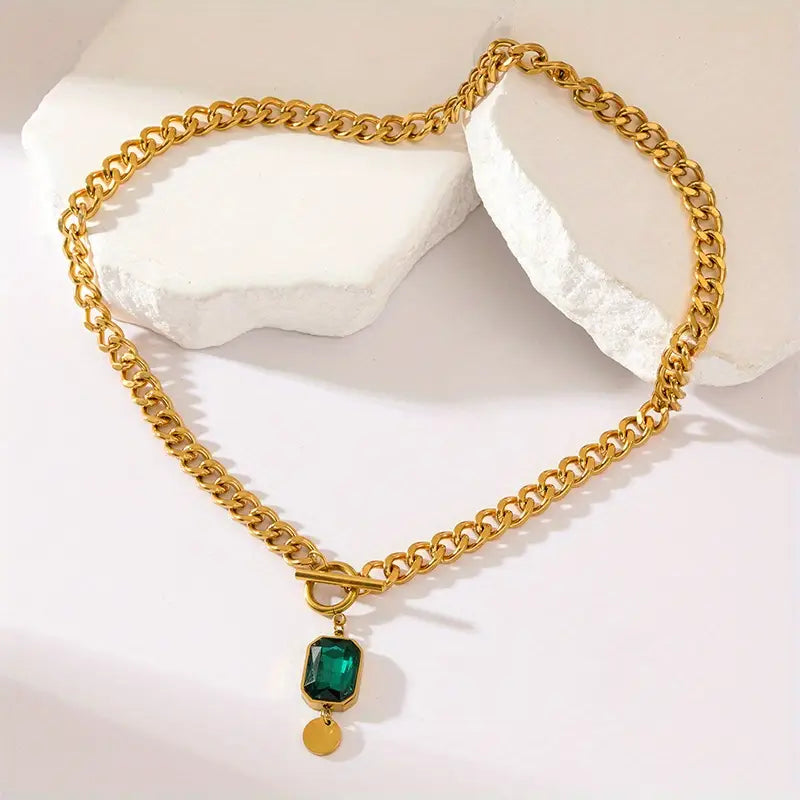 Collana con Pendente Smeraldo Catena Grossa