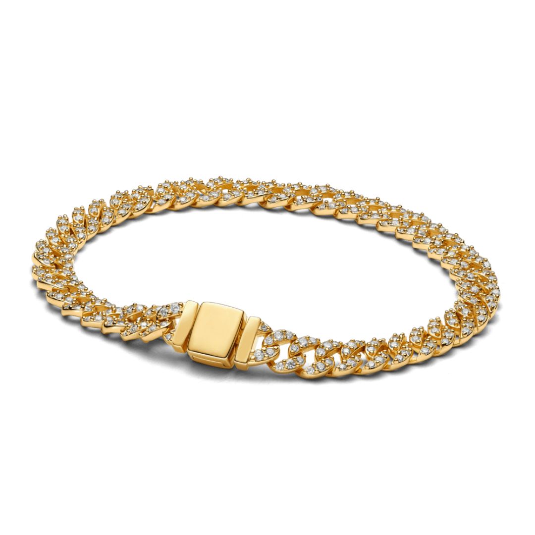 Bracciale Cubano Pave Oro giallo