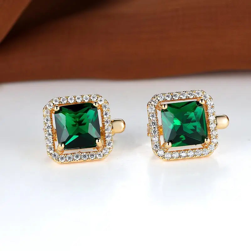 Orecchini Zircone Quadrato Verde