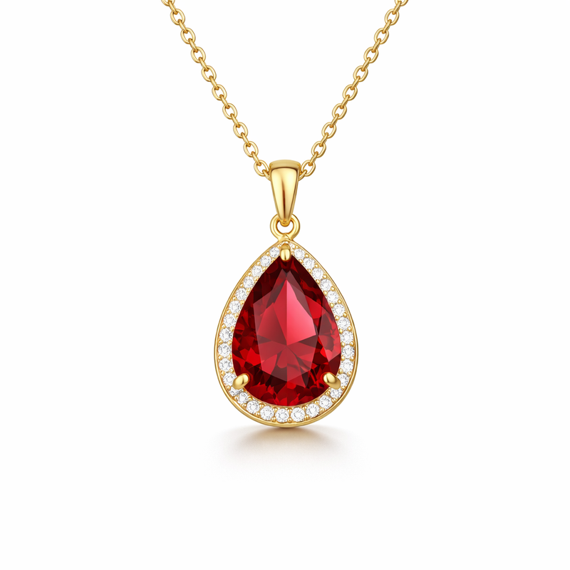 Collana Pendente Goccia di Rubino