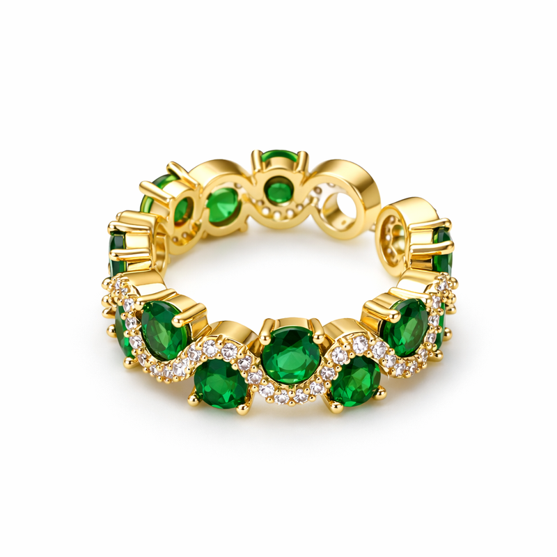 Calira Anello Aperto Smeraldo Brillante Oro giallo