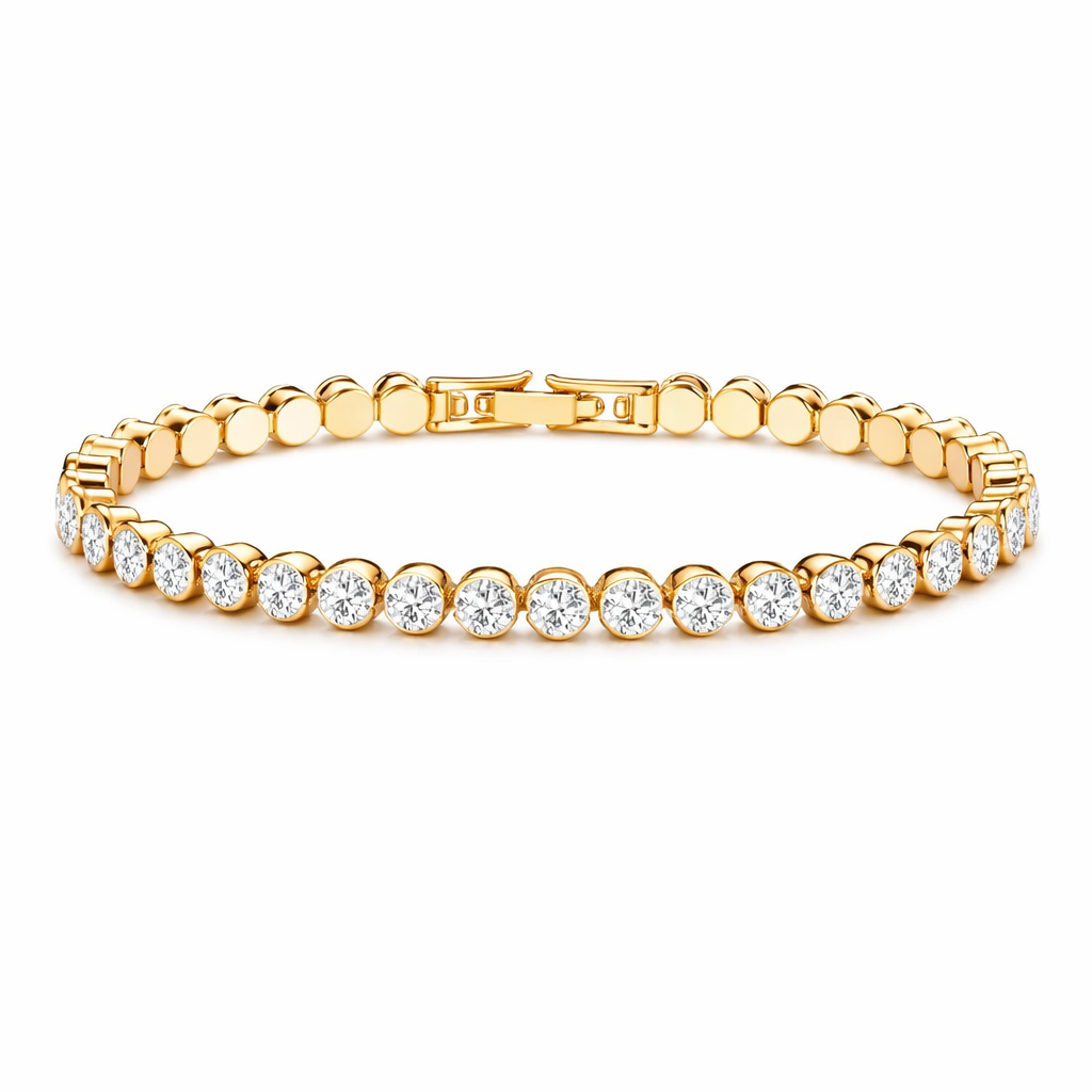 Bracciale Tennis Taglio Tondo Oro giallo