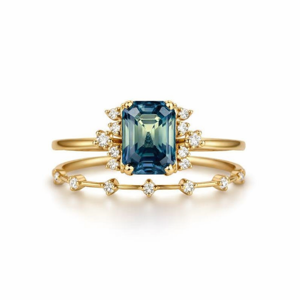 Parure Anelli Brillio Blu Cristallo Oro giallo