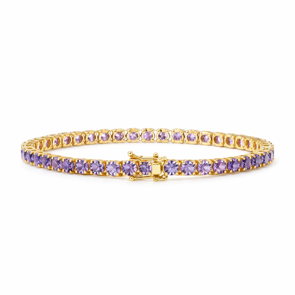 Bracciale Tennis Ametista Oro giallo