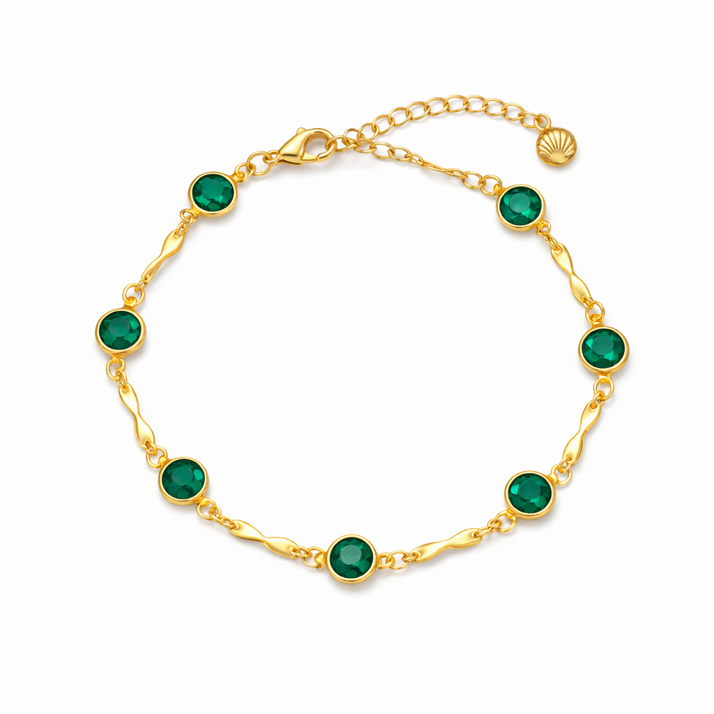 Bracciale Catena Maglie Smeraldo Oro giallo