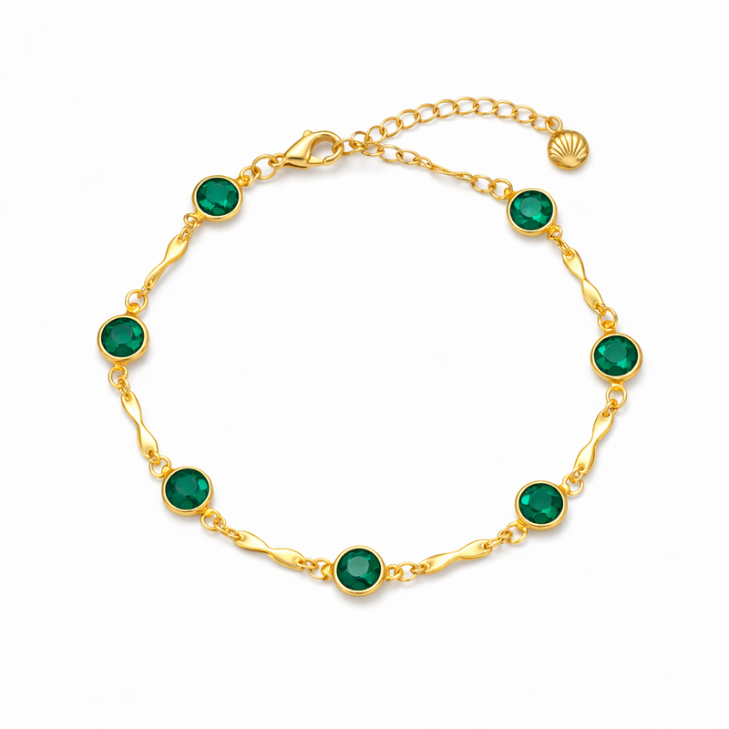 Bracciale Catena Maglie Smeraldo Oro giallo