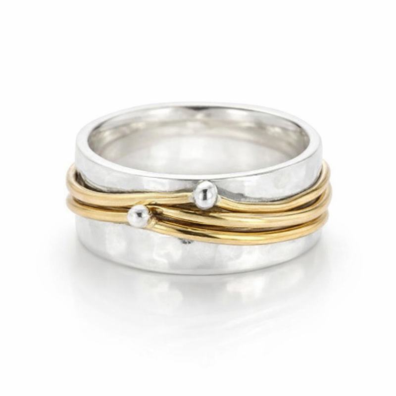 Anello Argento Strati Dorati Stile Vintage