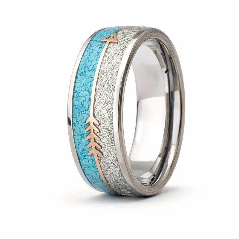 Anello Argento con Smalto Antico Oro bianco