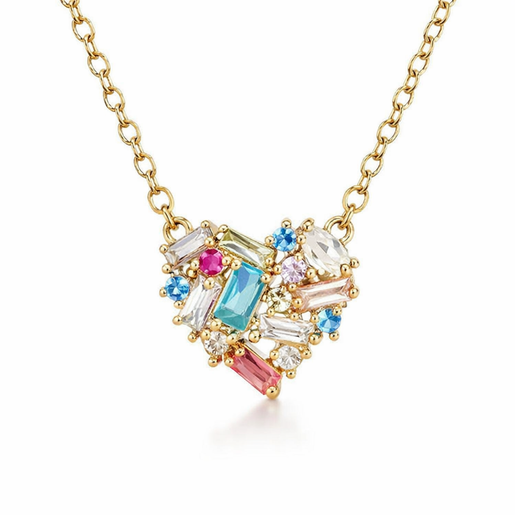 Collana Cuore Brillio Colorata Oro giallo