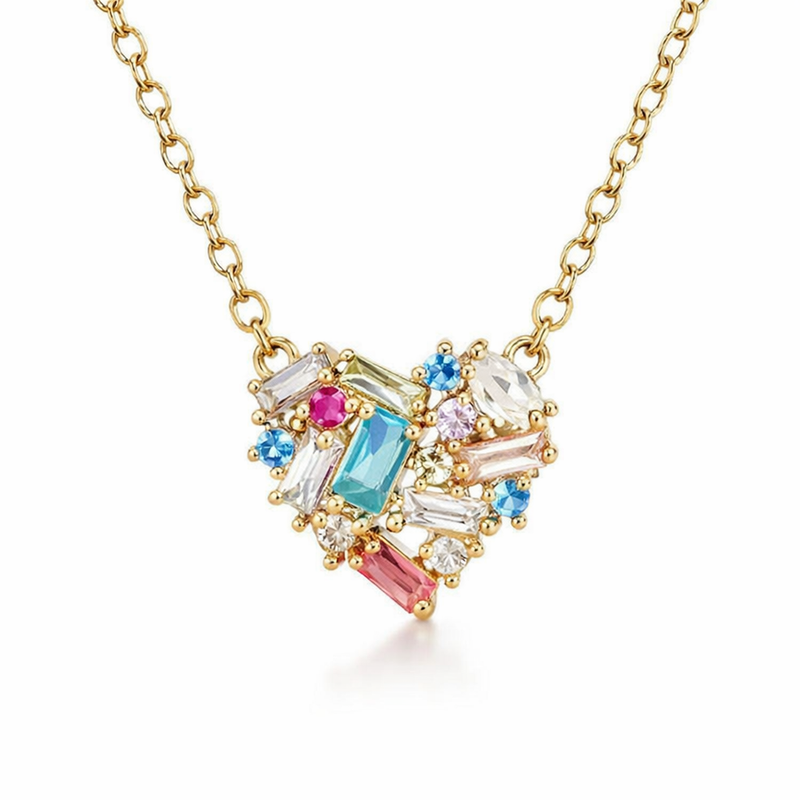Collana Cuore Brillio Colorata Oro giallo