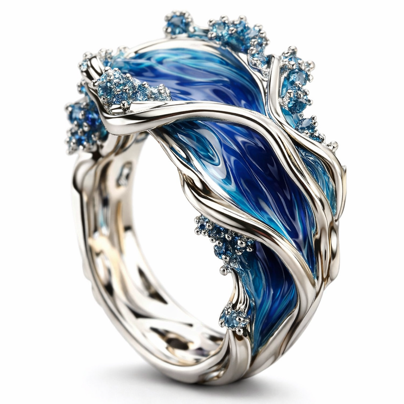 Anello Ondulato Oceano Oro Antico