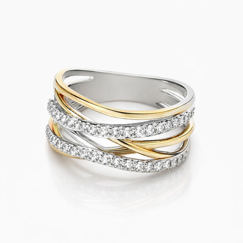 Anello Zircone Radiance Argento e Oro Oro misto