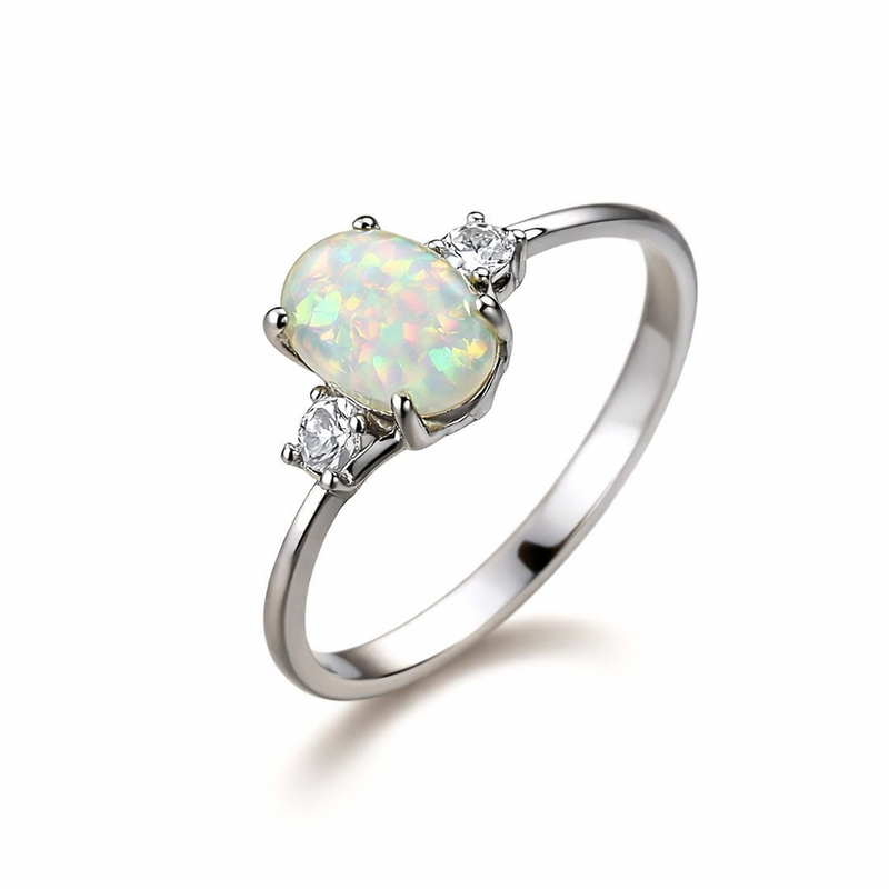Anello Abbraccio Opale Oro bianco
