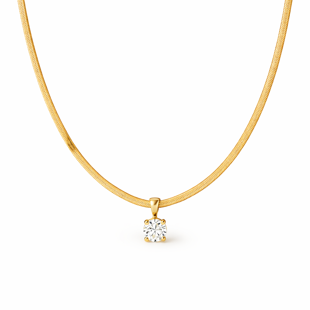 Collana con Ciondolo Strass Elegante Oro giallo