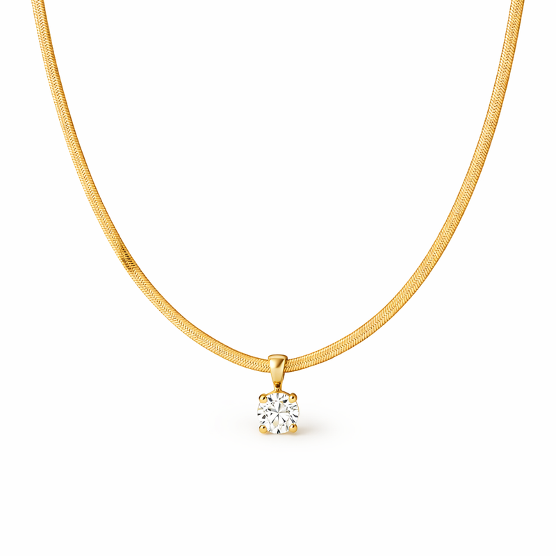 Collana con Ciondolo Strass Elegante Oro giallo