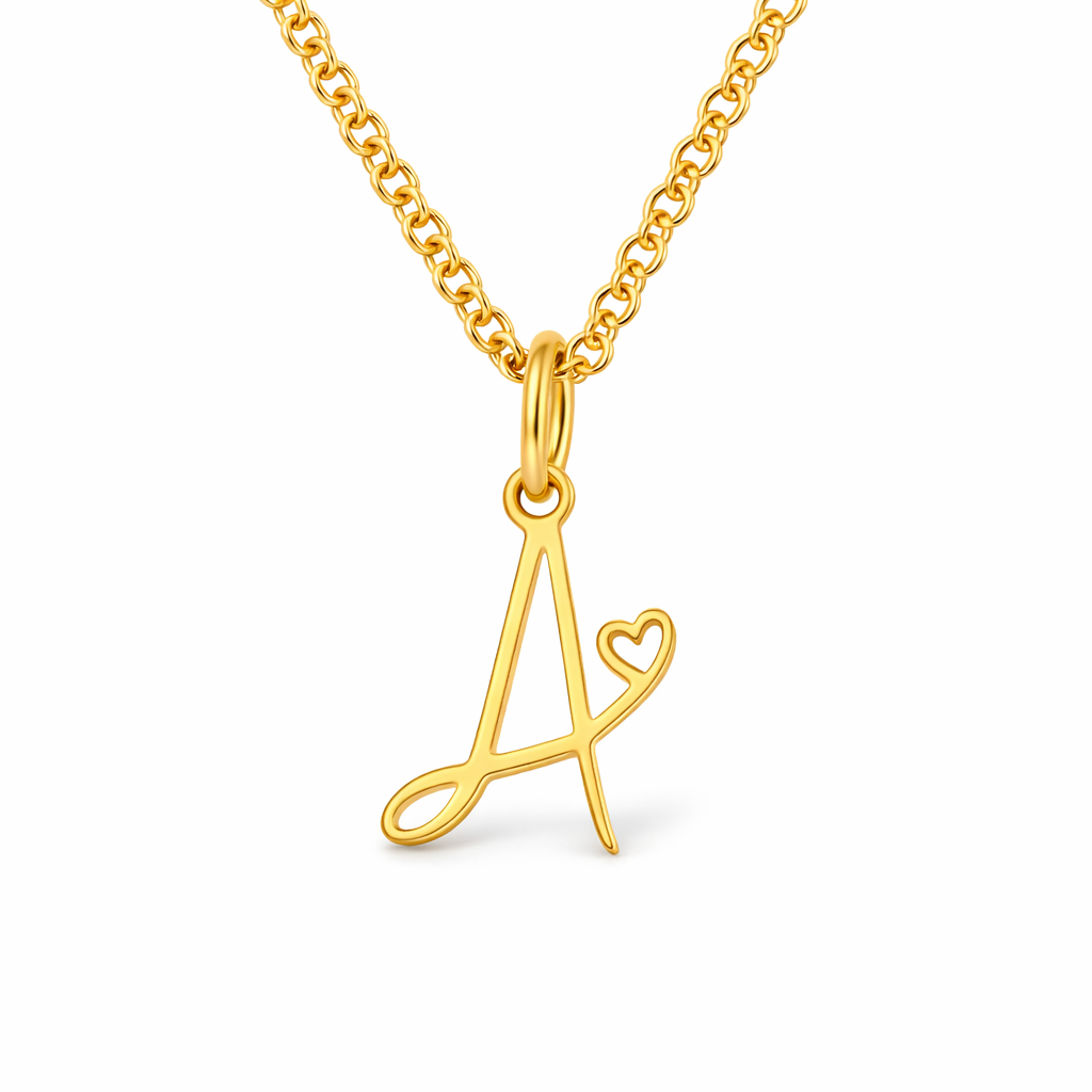 Collana con Iniziale Cuore Oro giallo