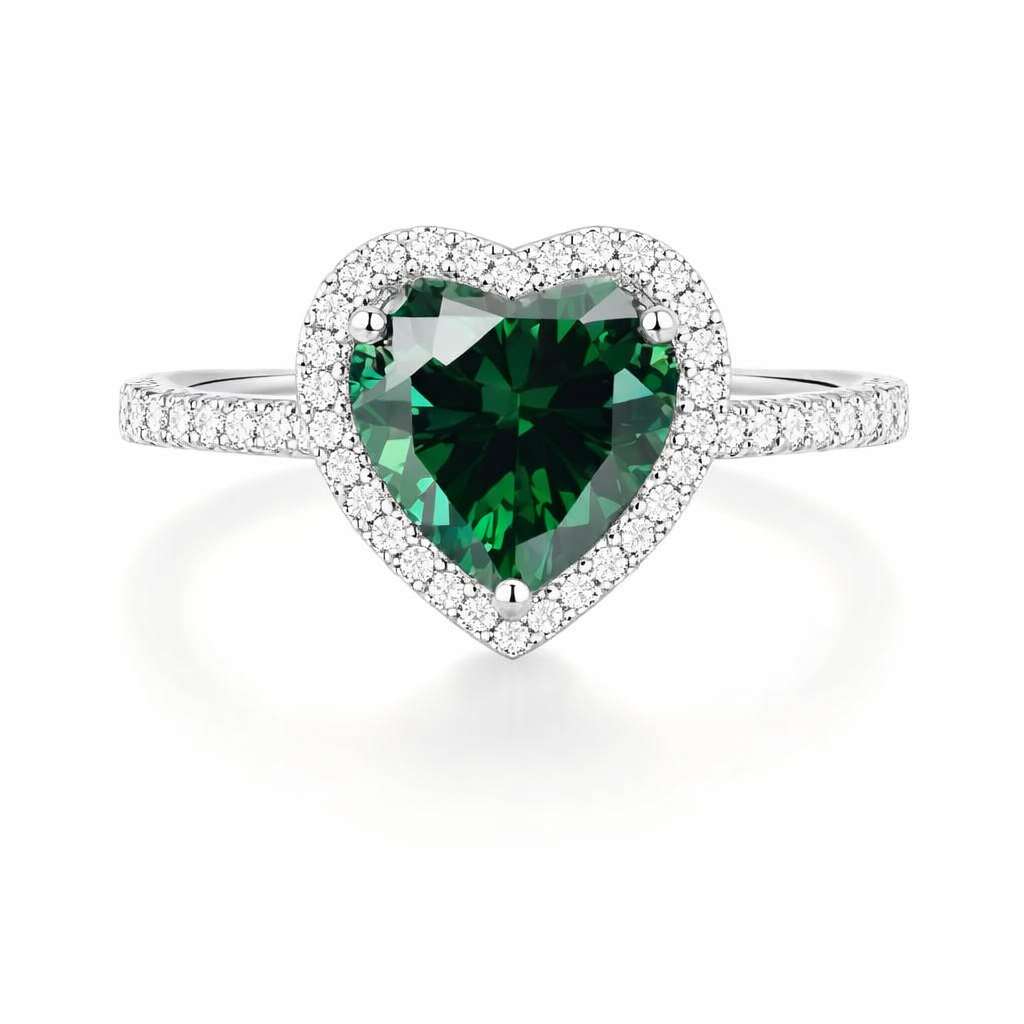 Delara Virenza Anello Smeraldo Oro bianco