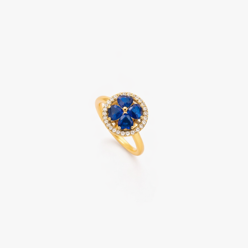Anello Girevole Cuori Zaffiro Oro giallo