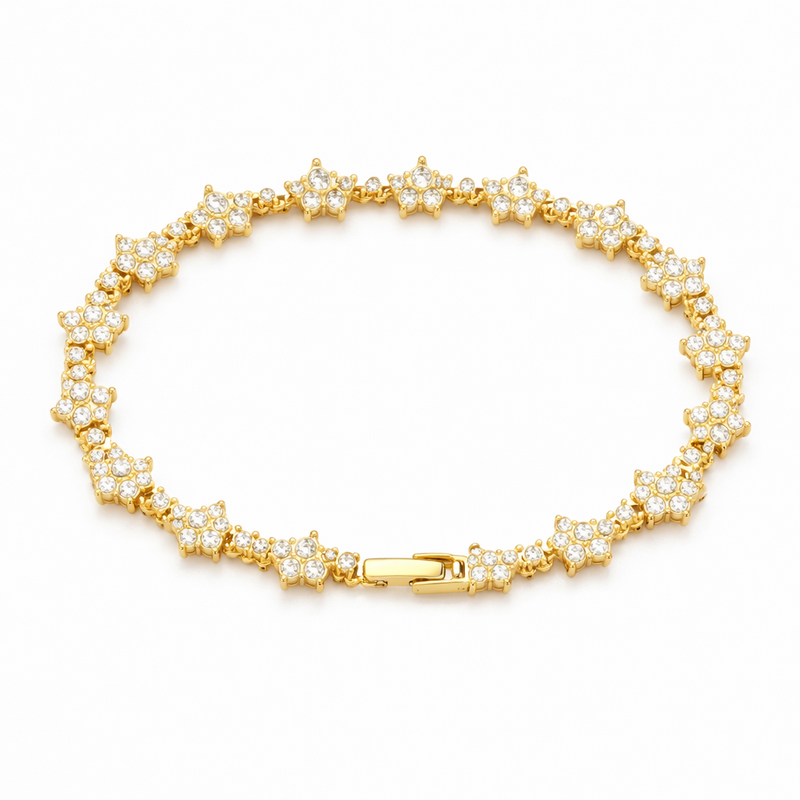 Collana Tennis Classica Cluster Oro giallo