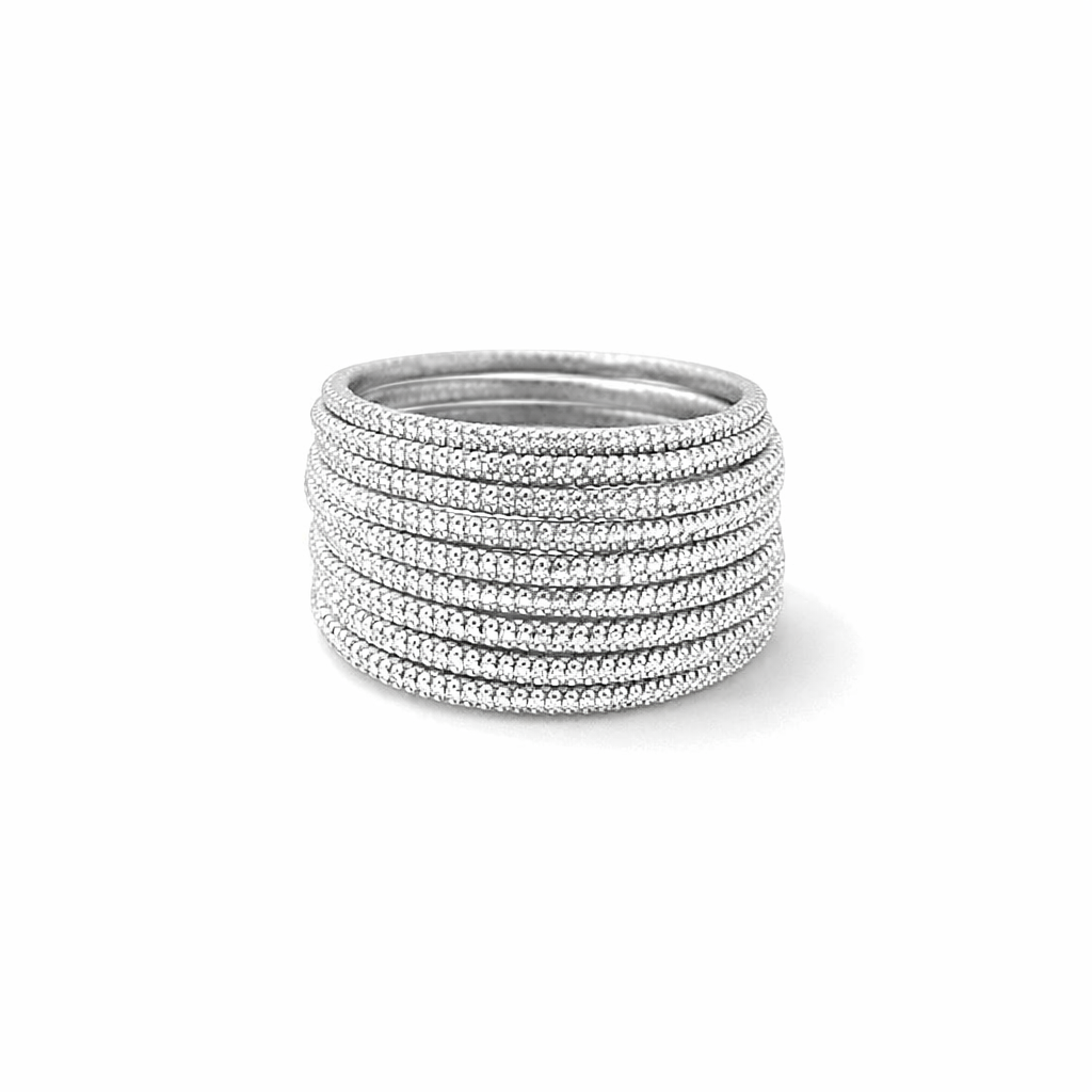 Moonveil Anello Strati Oro bianco