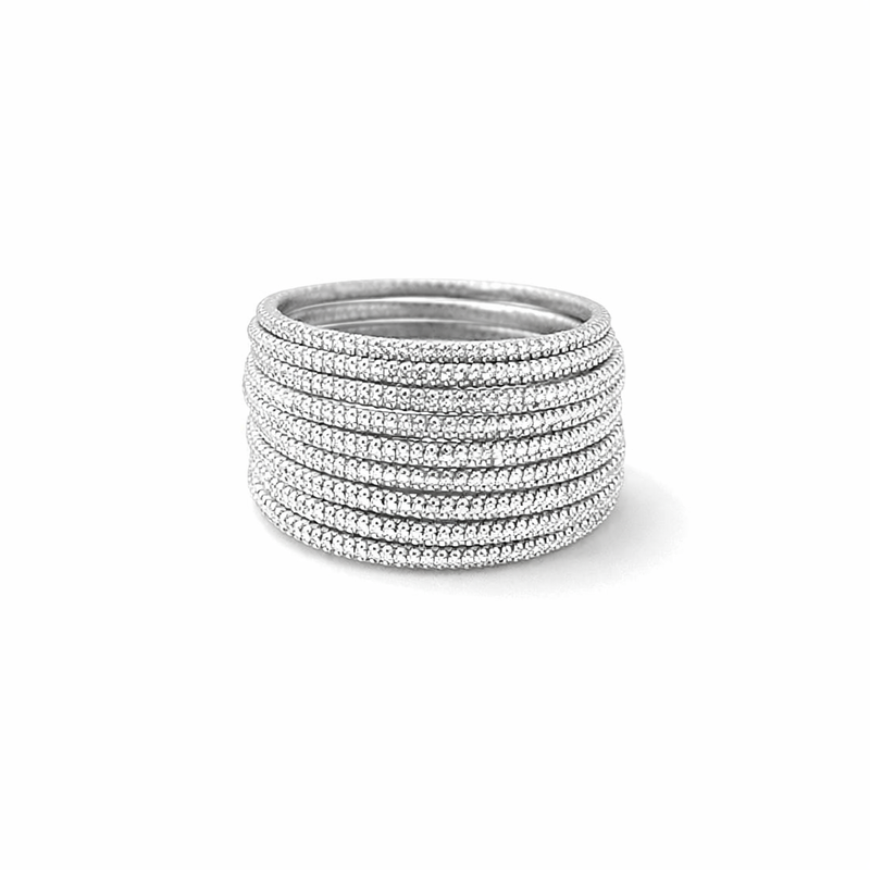 Moonveil Anello Strati Oro bianco