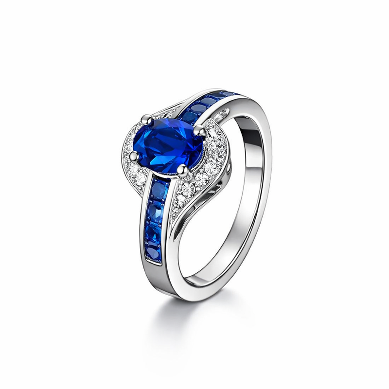 Anello Flow Zaffiro Oro bianco