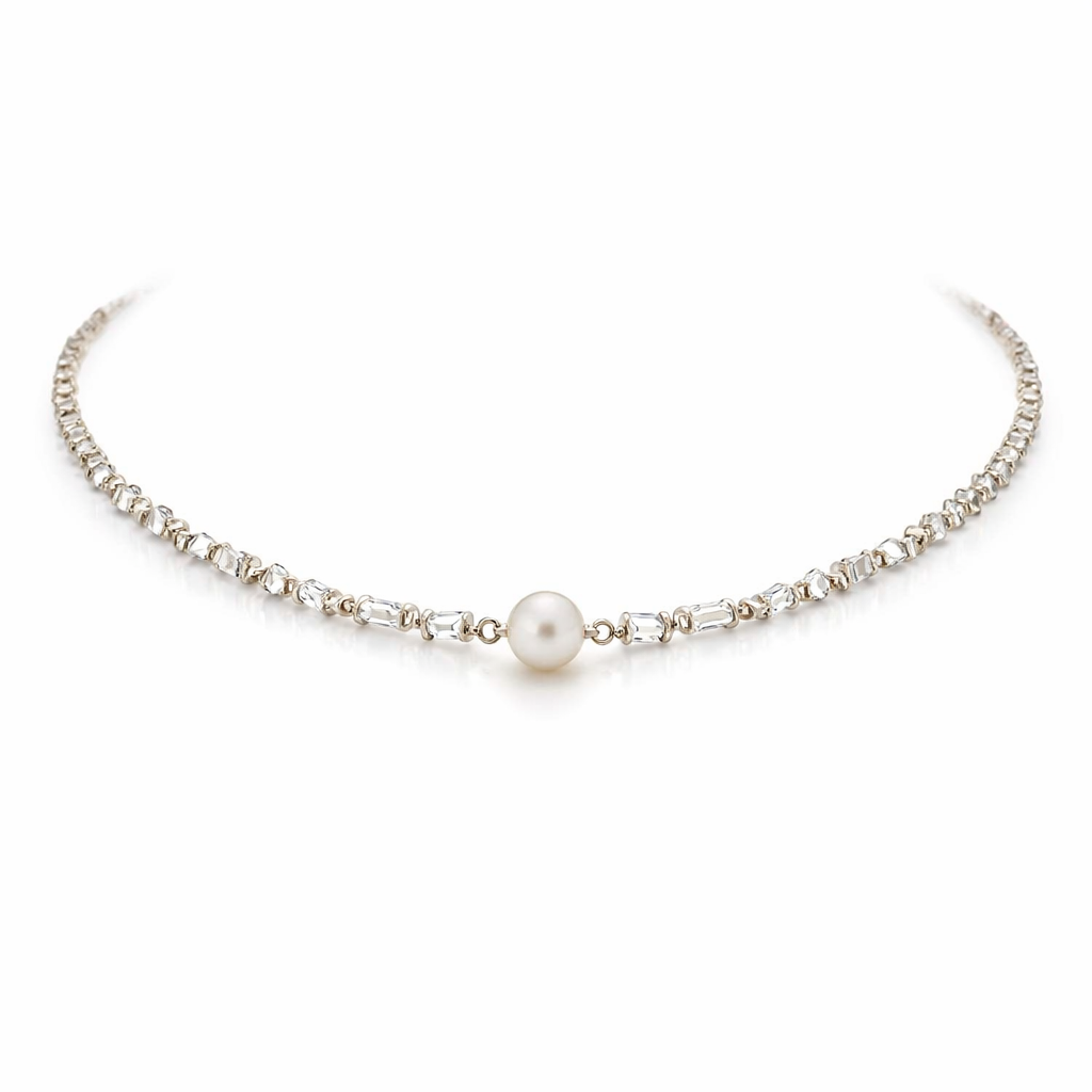 Collana Perla Radiante Oro bianco