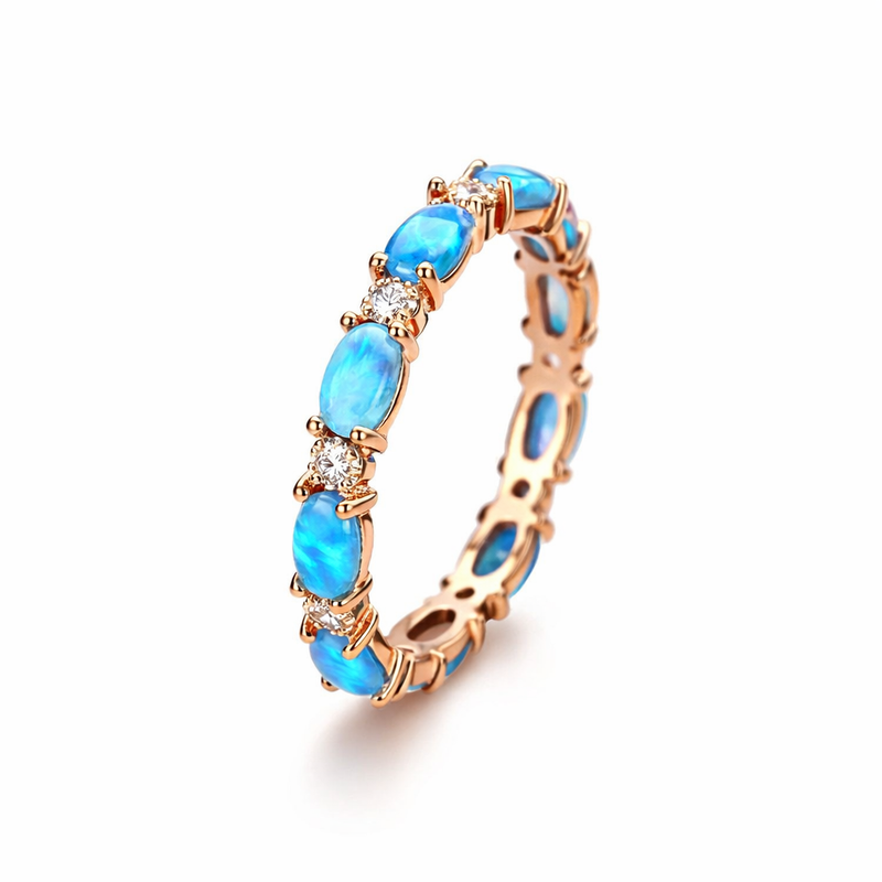 Anello Opale Blu Elegante Oro giallo