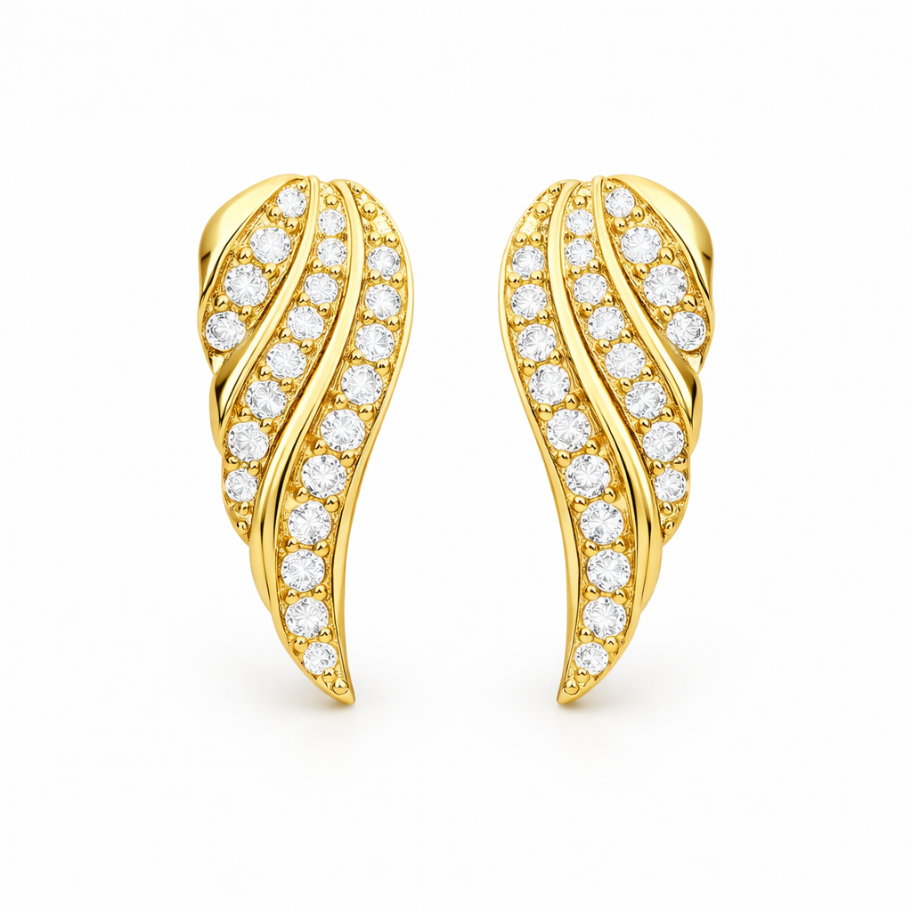 Orecchini Pave Foglia Moderni Oro giallo
