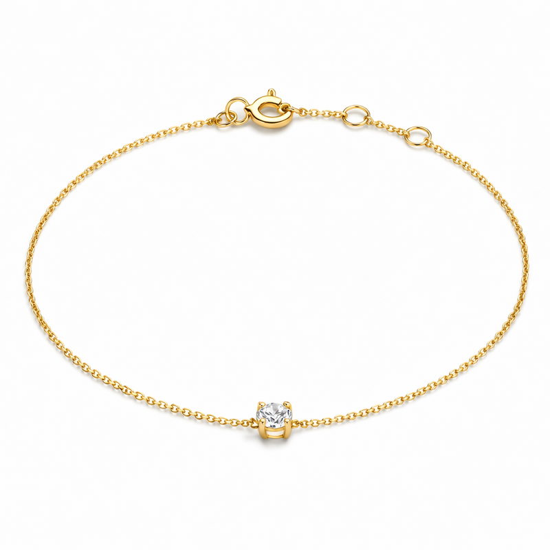 Clea Bracciale con Pietra Moissanite Oro giallo