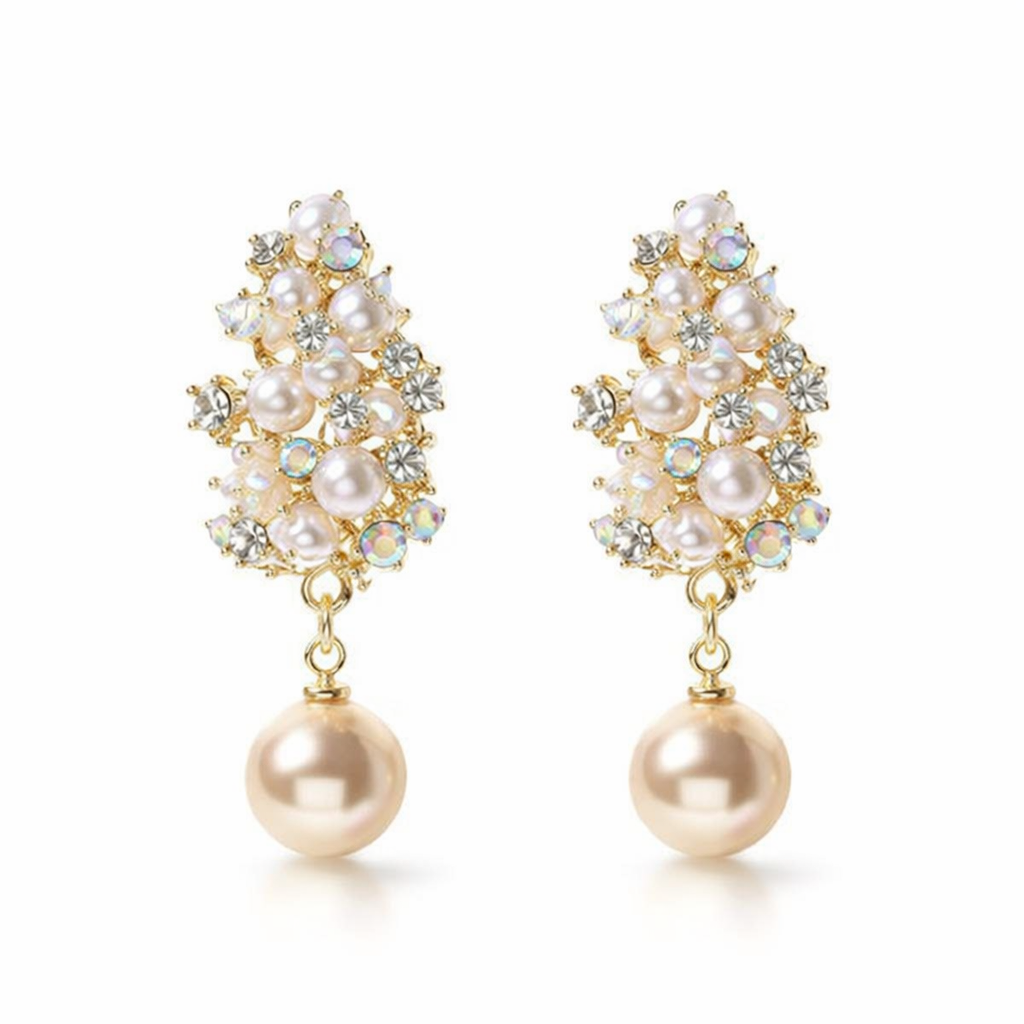 Orecchini Fiore e Perla Eleganti Oro giallo