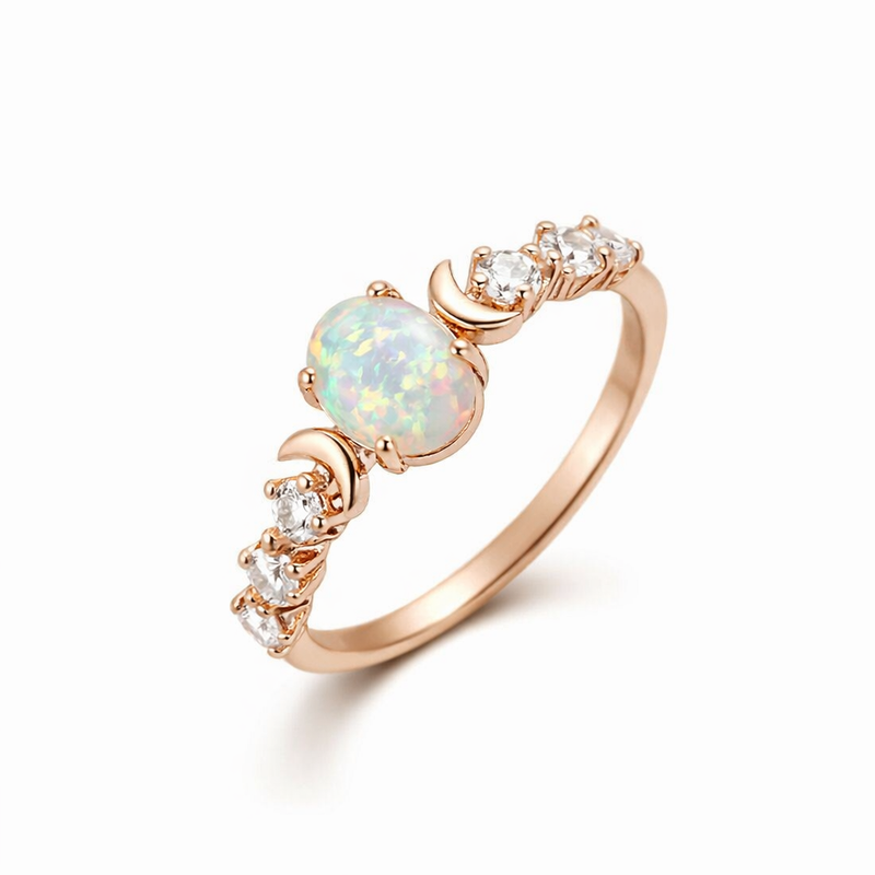 Anello Luna Crescente Opale Oro rosa