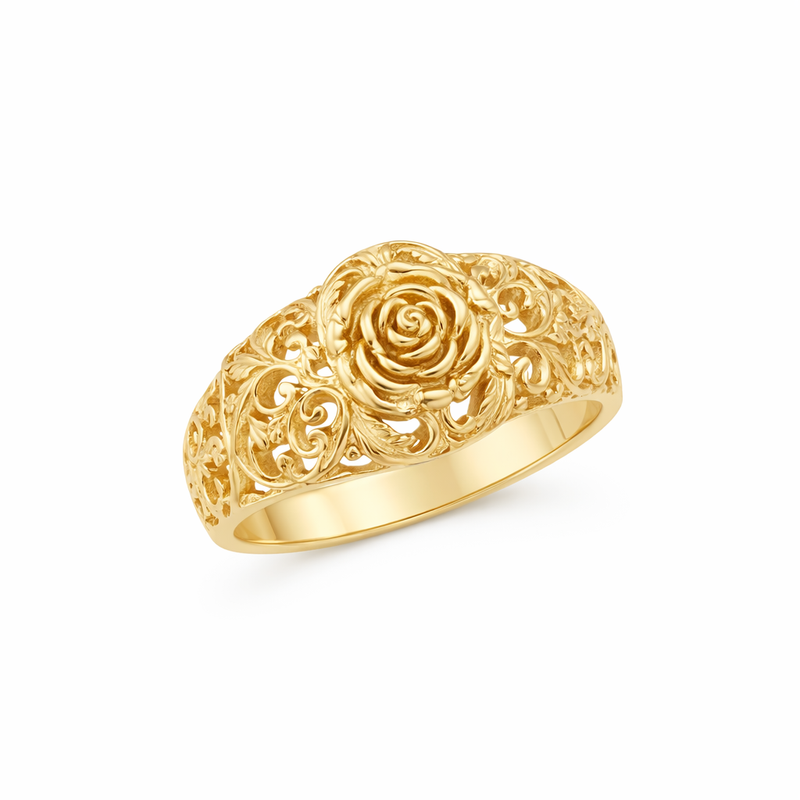 Anello Fiore Dorato Oro giallo