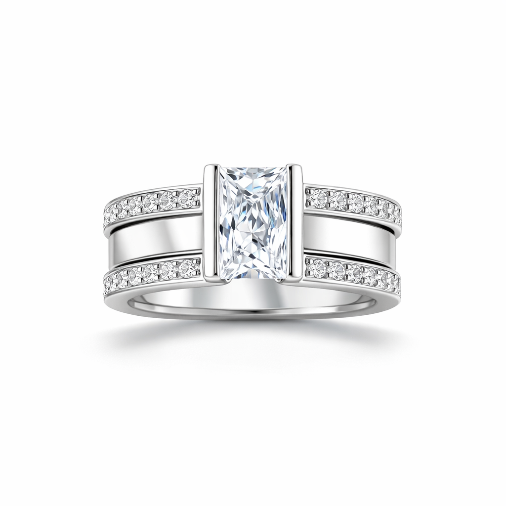 Anello Vetro Incastonato Antico Oro bianco