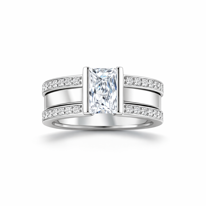 Anello Vetro Incastonato Antico Oro bianco