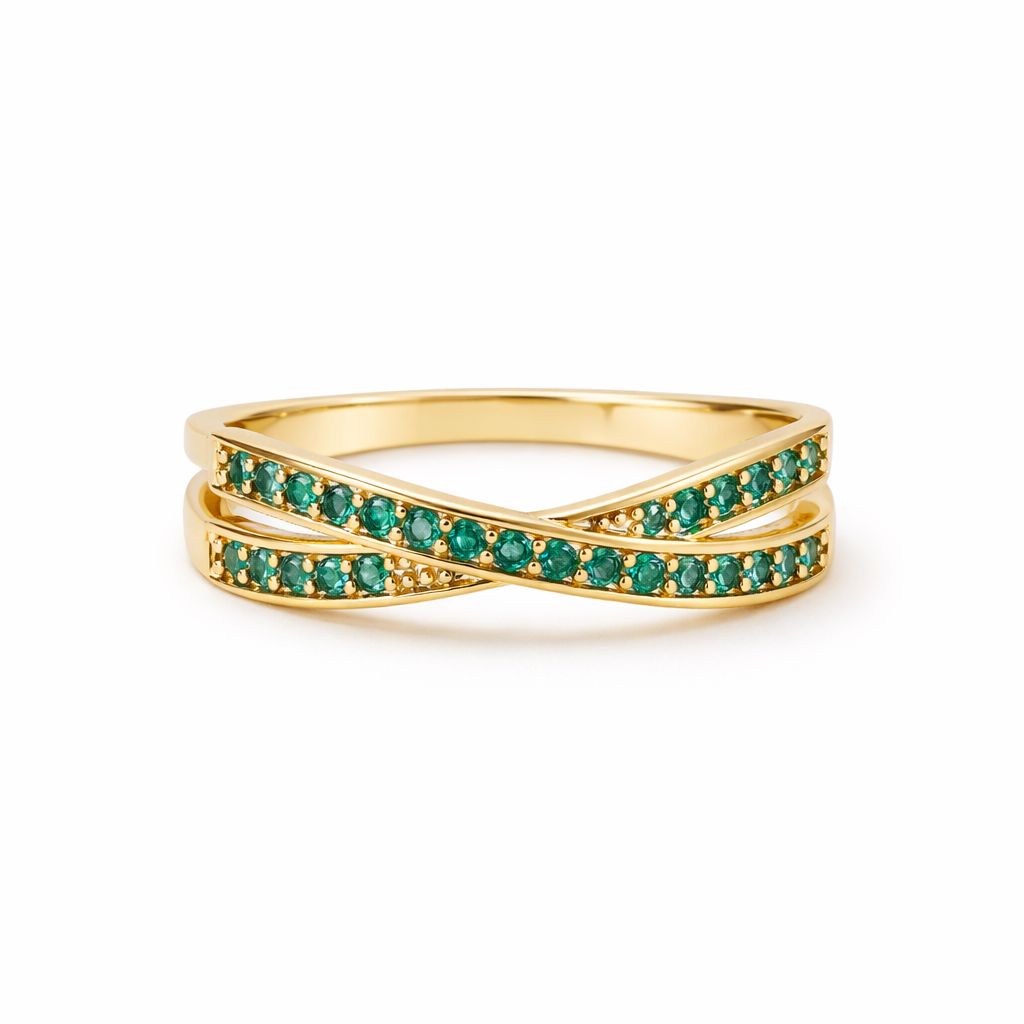 Anello Flow Smeraldo Oro giallo
