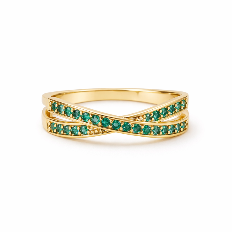 Anello Flow Smeraldo Oro giallo