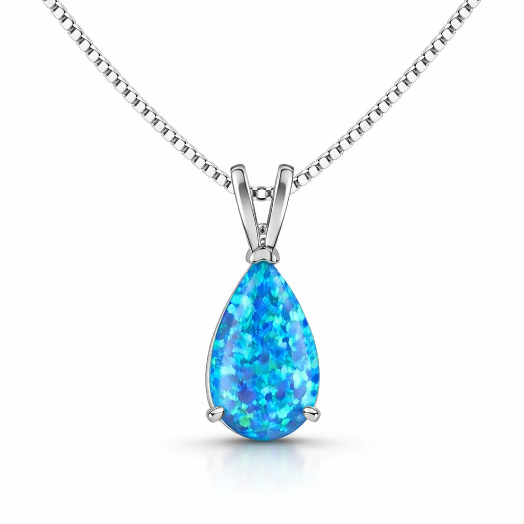 Collana Lacrima Opale Azzurro Oro bianco
