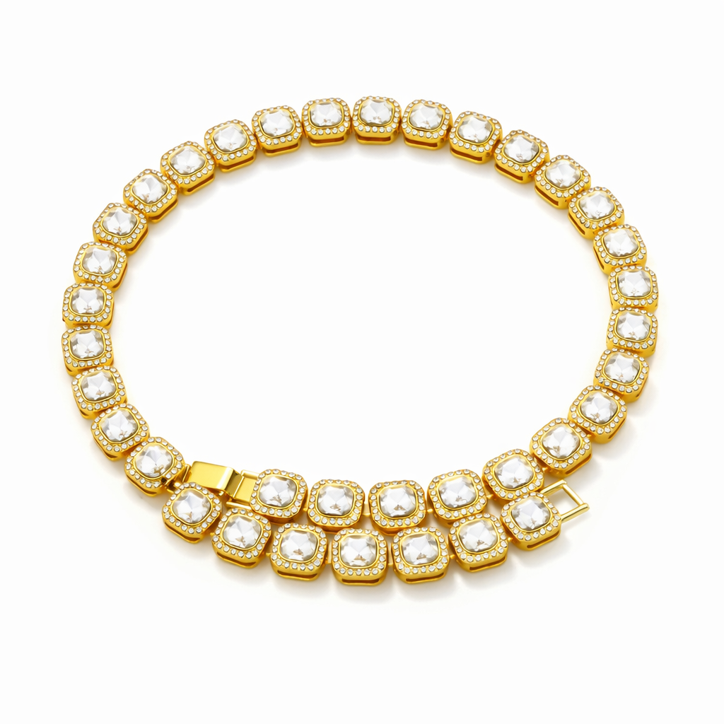 Victoria Collana Tennis Quadrata Oro giallo