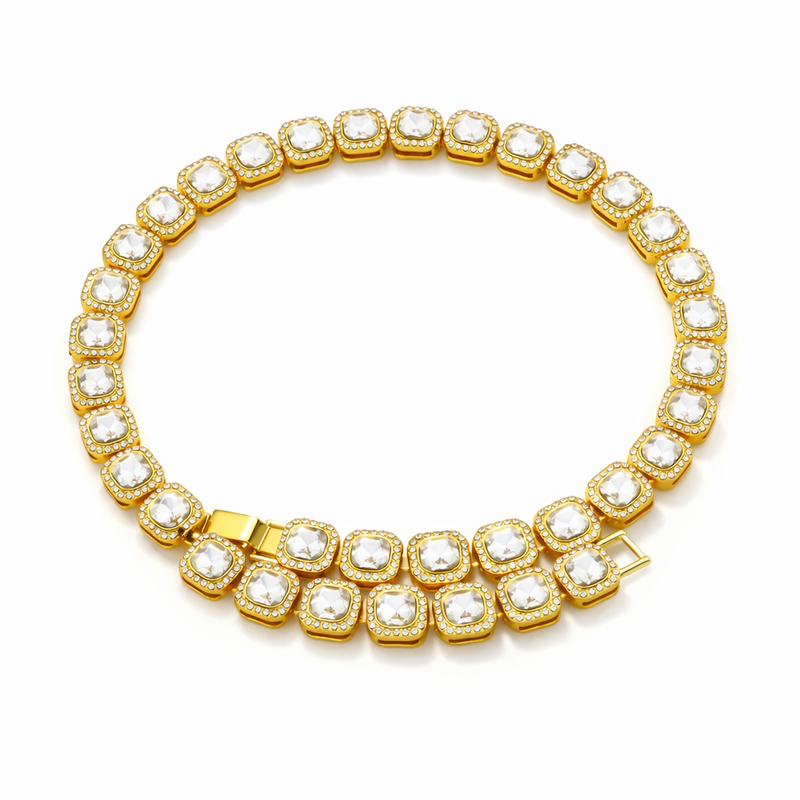 Victoria Collana Tennis Quadrata Oro giallo