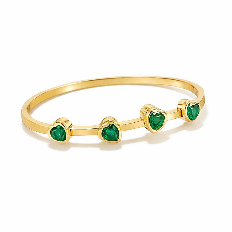 Bracciale Cuori Verde Oro giallo