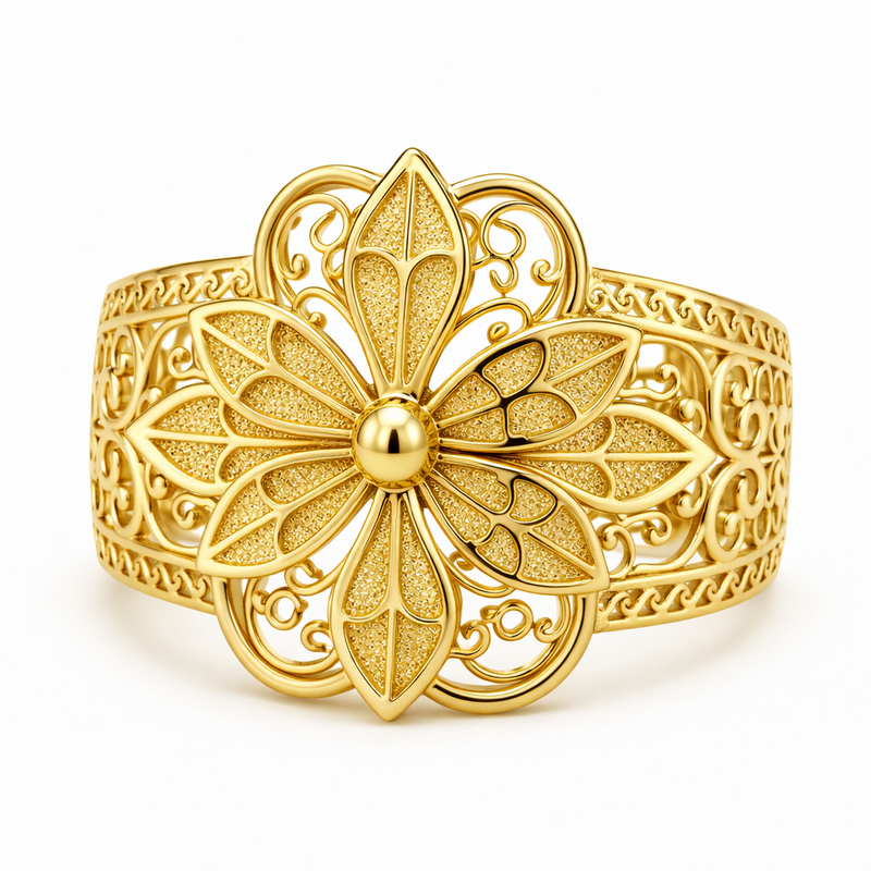 Anello Fiore Stile Vintage Oro giallo