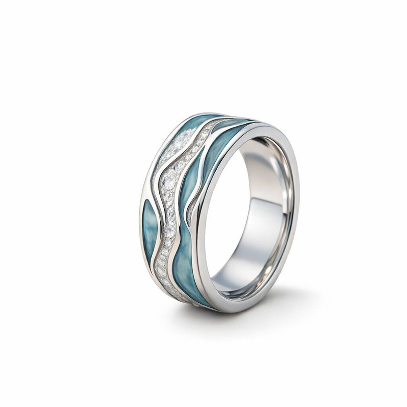 Seasilver Anello Onde Oro bianco