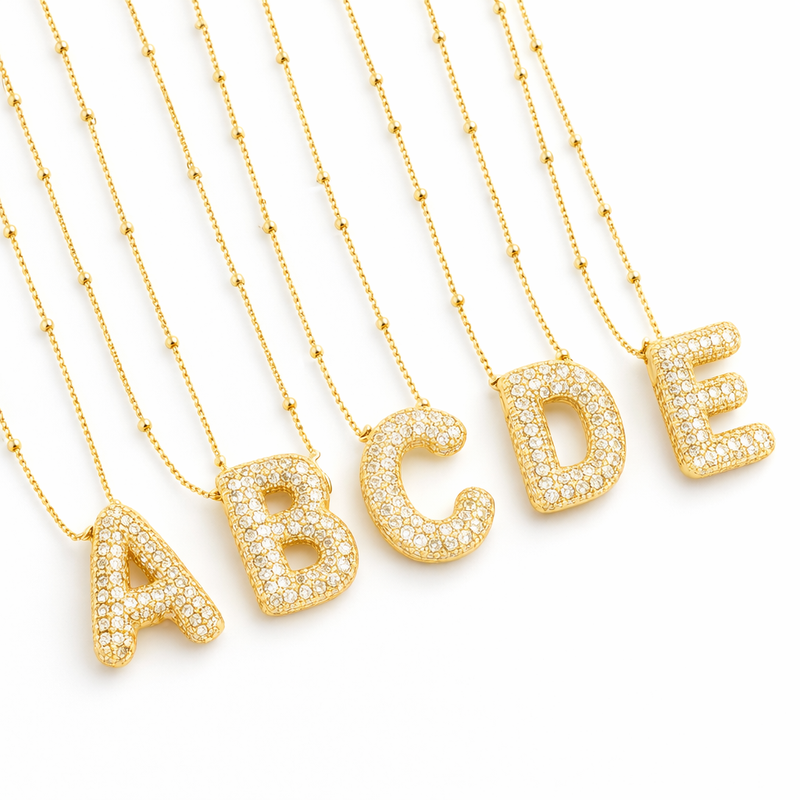 Parure Collana con Iniziale Tipo Bolla Oro giallo