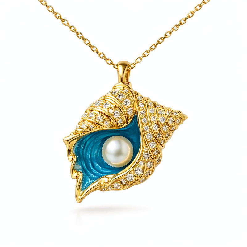 Collana Perla e Conchiglia Radiante Oro giallo