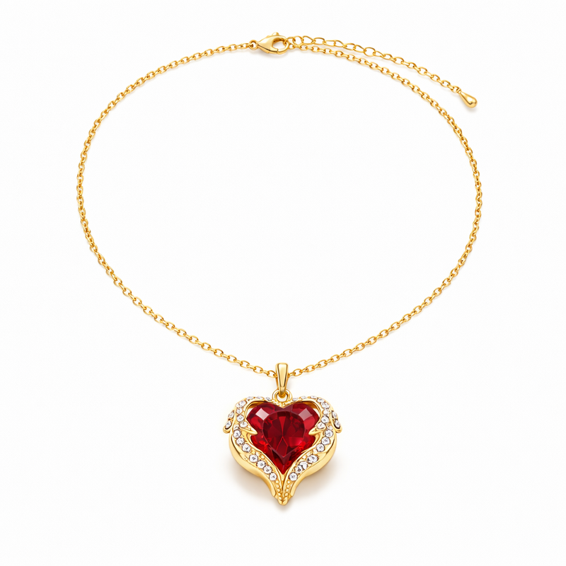 Collana Cuore Rubino Abbraccio d'Angelo