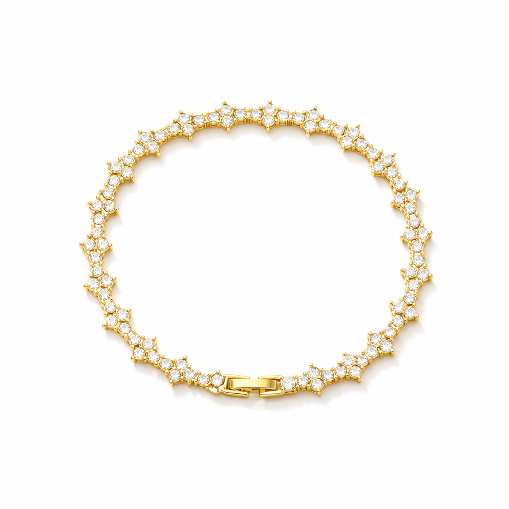Bracciale Tennis Classico Cluster Oro giallo
