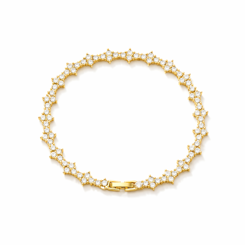 Bracciale Tennis Classico Cluster Oro giallo