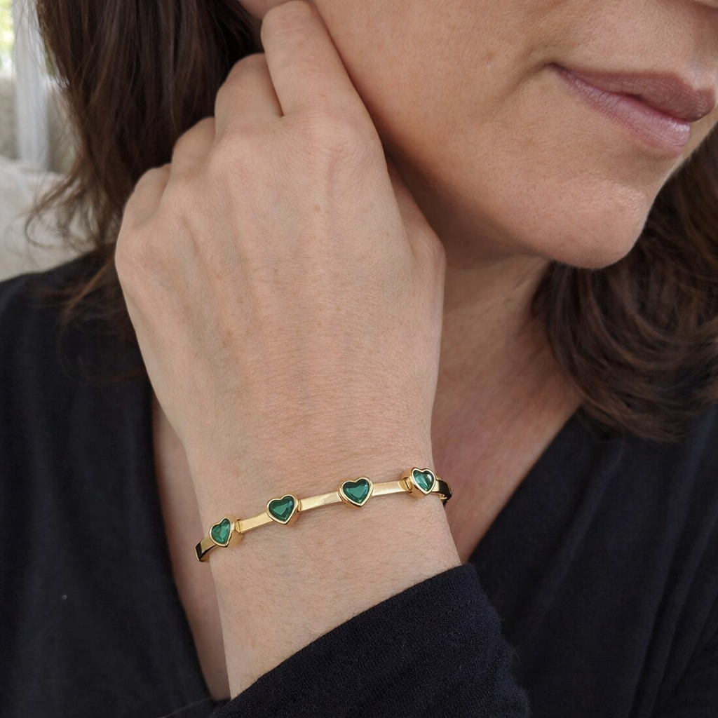 Bracciale Cuori Verde Oro giallo