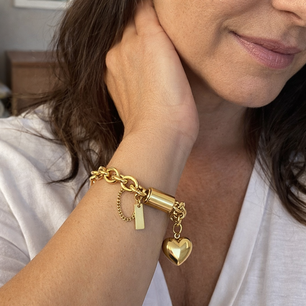 Bracciale Spesso Cuore Oro giallo
